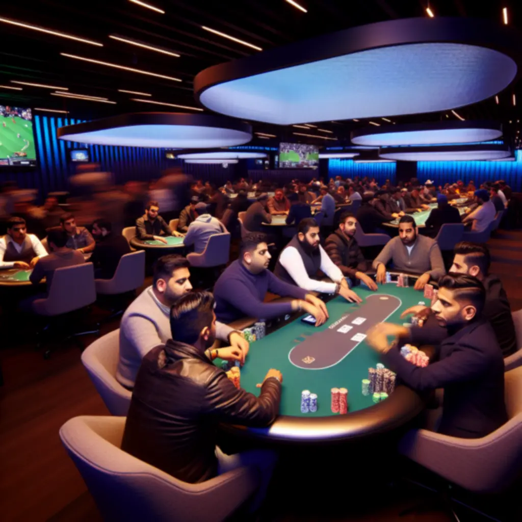 Stół pokerowy w klimatycznym, przyciemnionym wnętrzu Lunar Deck
