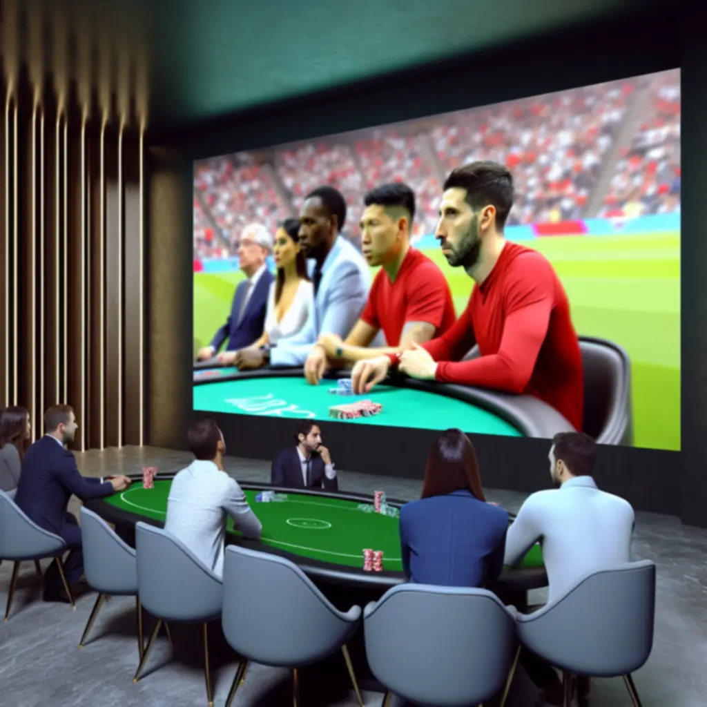 Uczestnicy oglądający sport na dużym ekranie w Lunar Deck