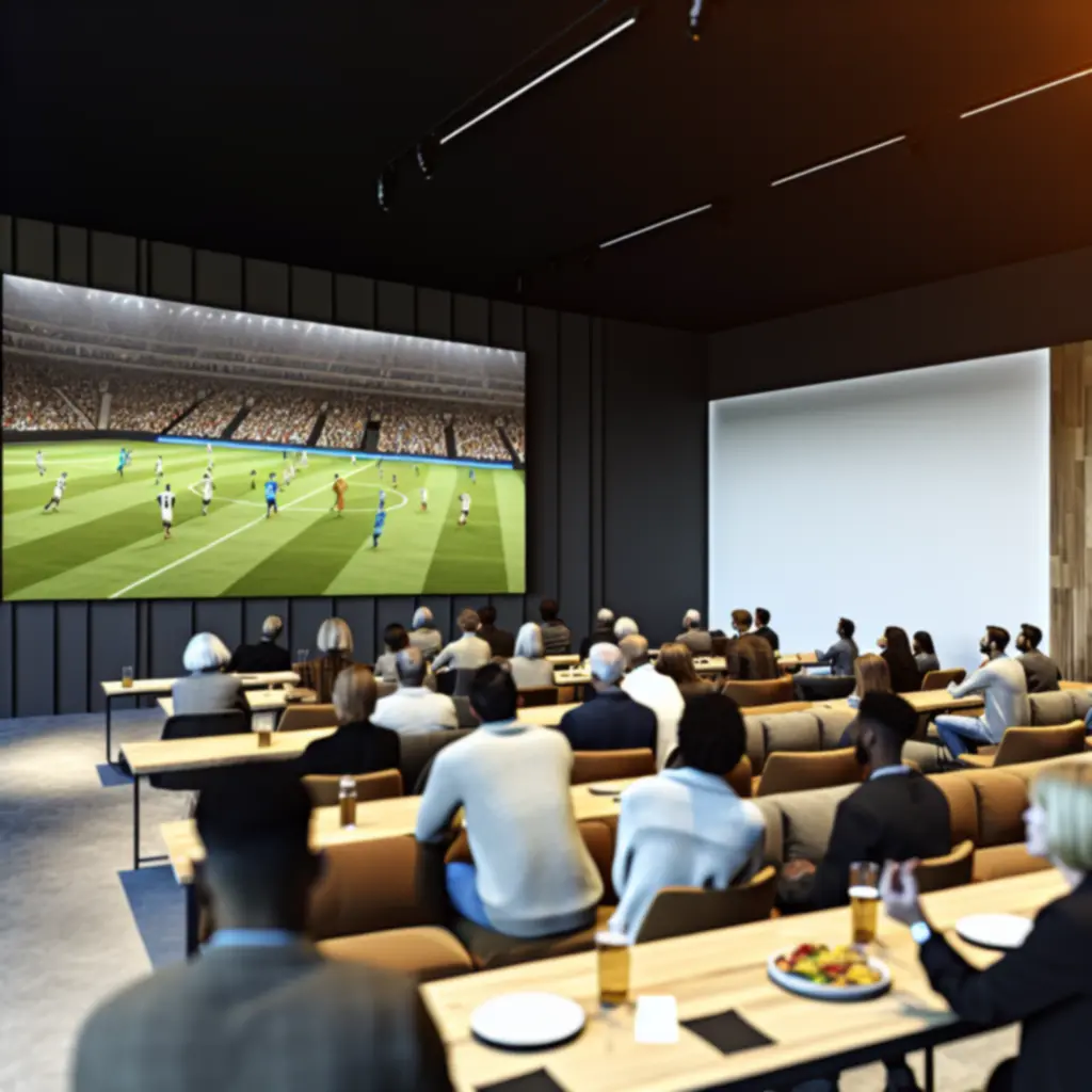 Sala Lunar Deck przygotowana do wspólnego oglądania wydarzeń sportowych na dużym ekranie