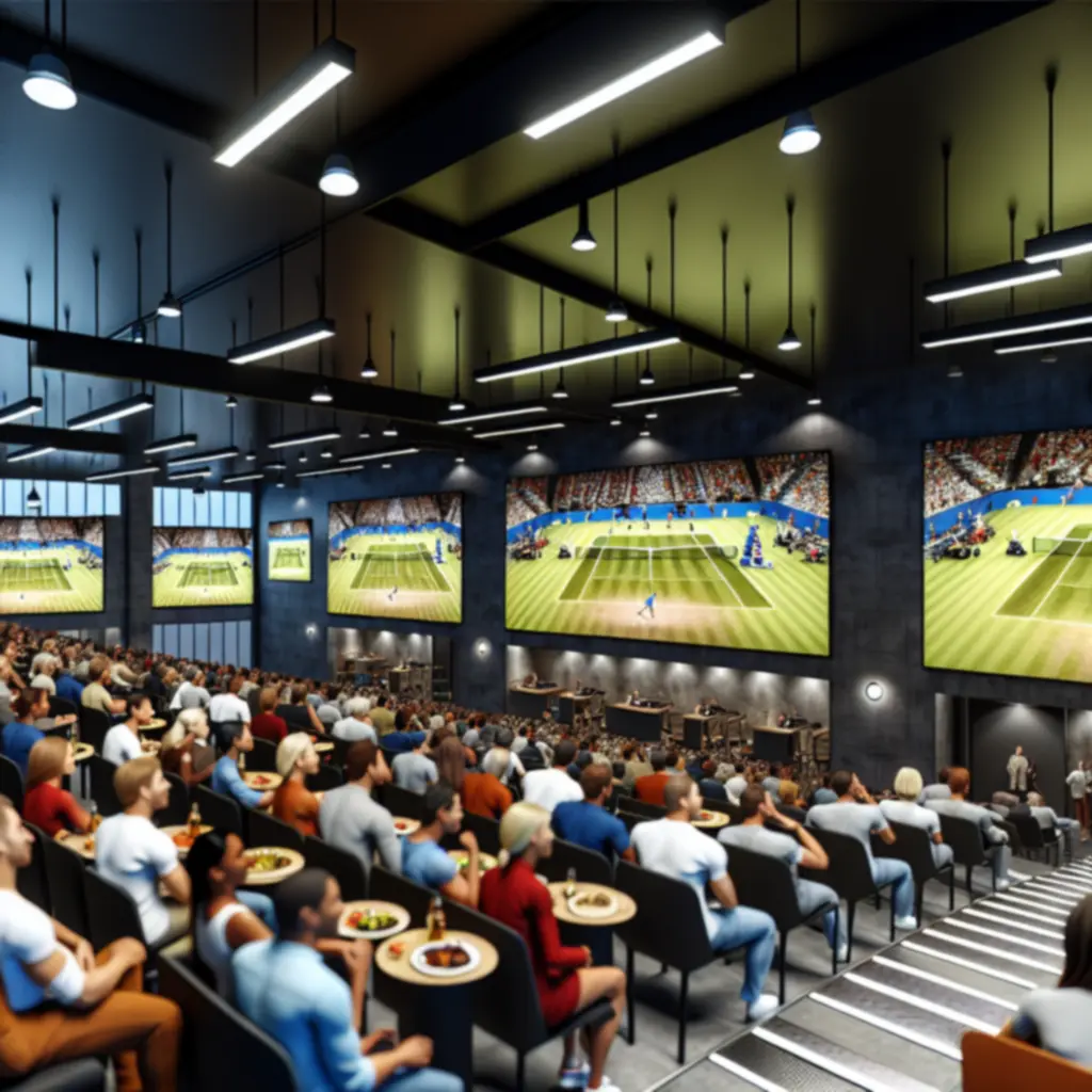 Sala Lunar Deck z wieloekranową ścianą transmisji sportowych